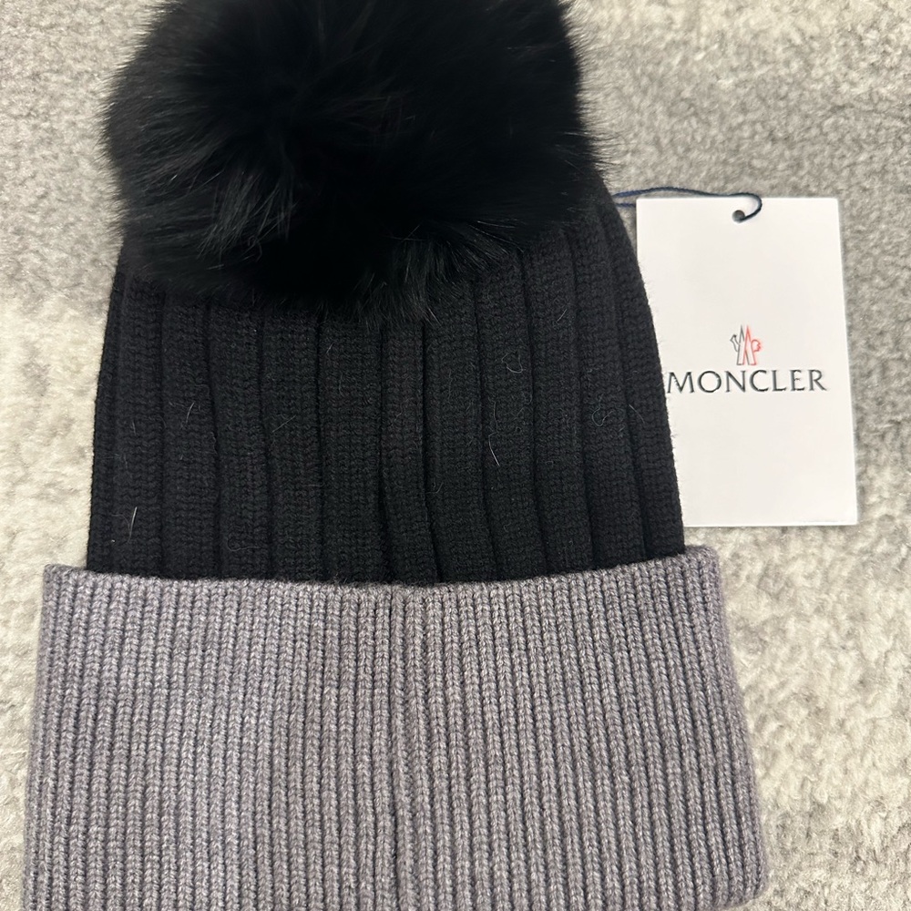 Moncler Black and Gray Knit Beanie - Picture 3 of 4